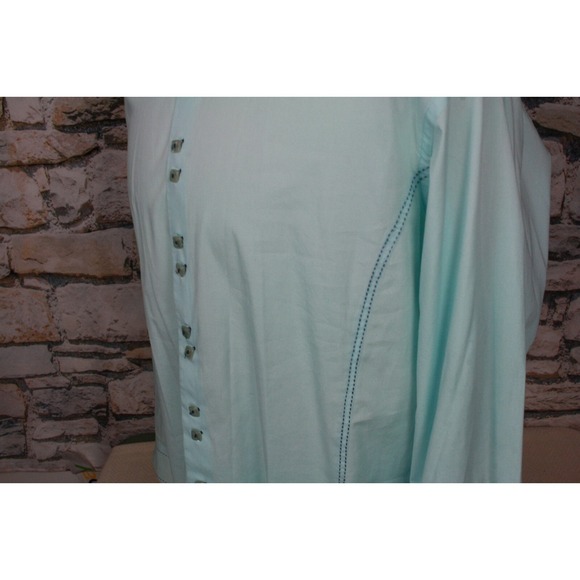 INTERNATIONAL LAUNDR Men's Shirt Teal Blue Fashion Top Stitch Contrast Cuff XL - Picture 9 of 13